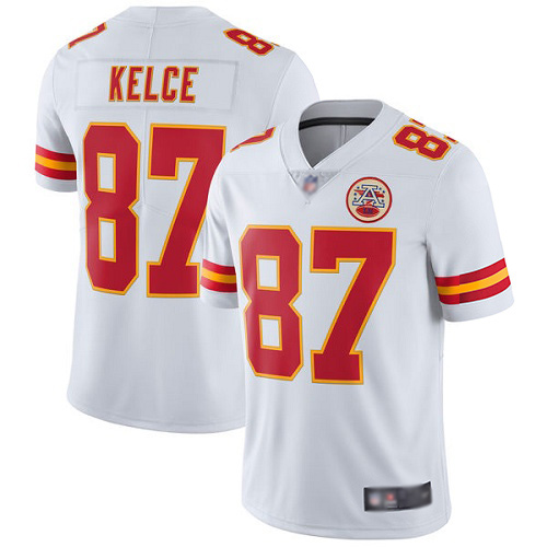 Men Kansas City Chiefs #87 Kelce Travis White Vapor Untouchable Limited Player Football Nike NFL Jersey